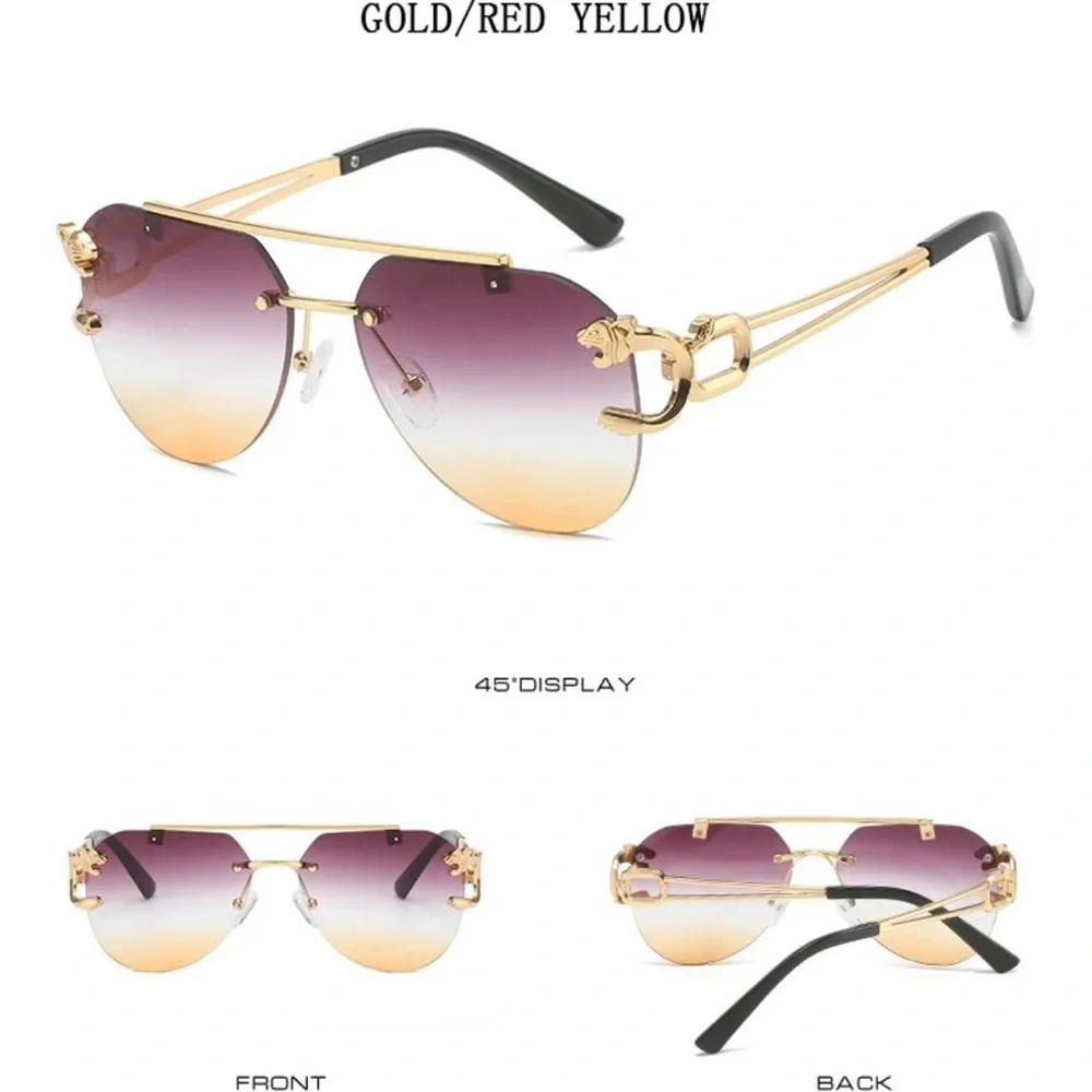 COPY - Gold Rimless Stainless Steel Sunglasses Grey Lenses - Picture 2 of 3